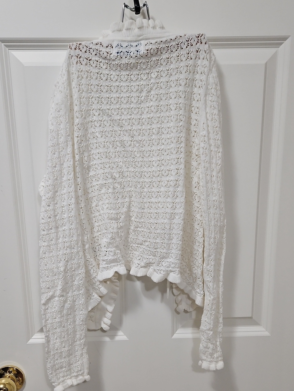 NWT Old Navy S White Ruffled Open Crochet Cardigan Sweater - Picture 4 of 4